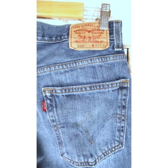 Levi's distressed relaxed 559 straight leg blue Levis denim jeans - Picture 5 of 5